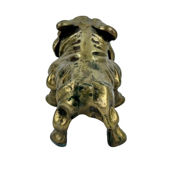 Vtg Solid Brass English Bulldog Gold Desk Paperweight/Figurine 4” statue heavy - Picture 4 of 8